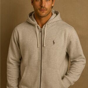 Polo Ralph Lauren Men's Tan Zip-Up Hoodie